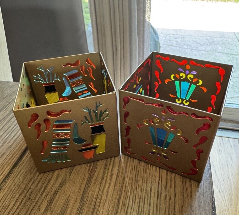 Retired Set 2 PartyLite Southwestern Lights Holiday Tea Light Candle Holders 3”